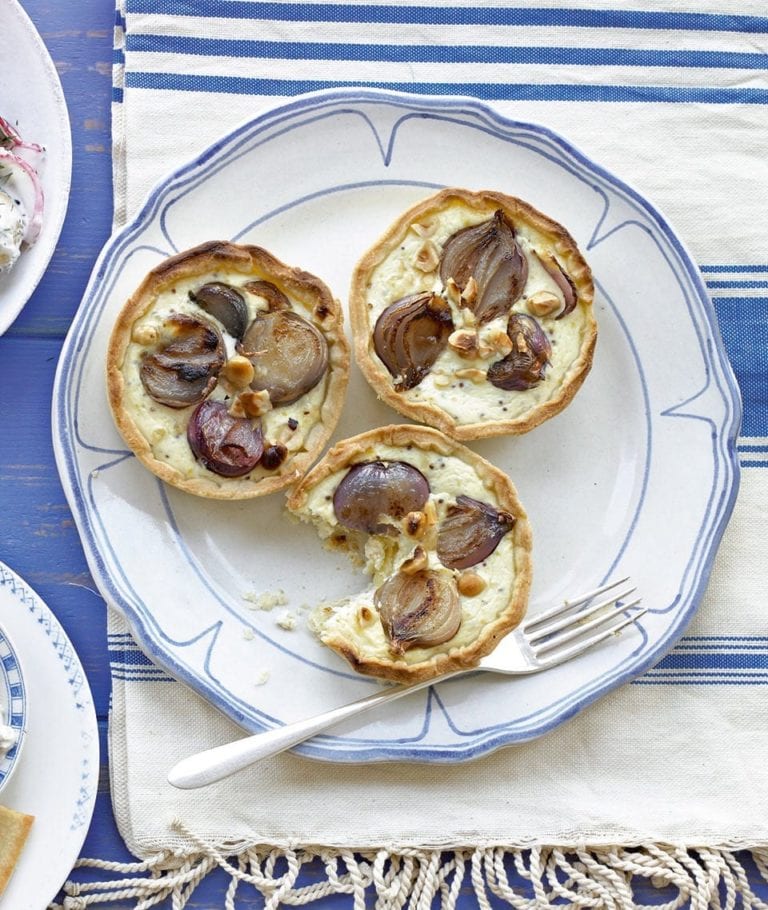 Hazelnut, shallot and mustard tarts