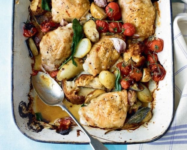 chicken and aubergine traybake