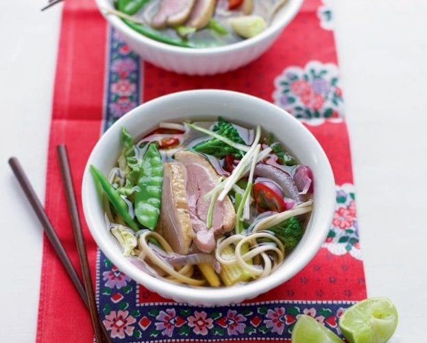 Smoked duck and ginger noodle soup