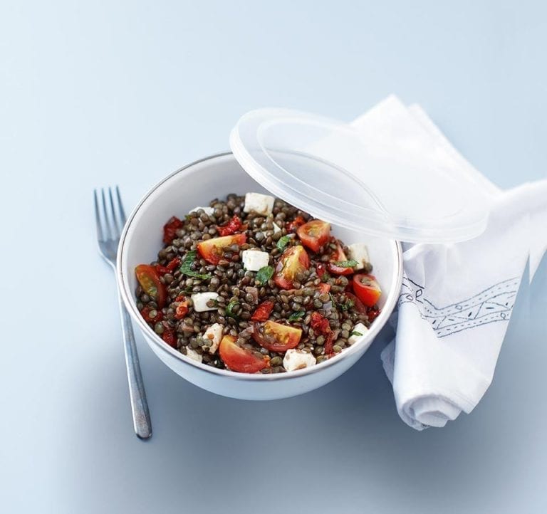 Puy lentil salad with feta, mint and tomatoes