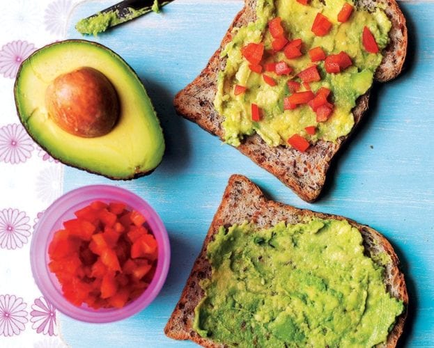Avocado and red pepper sandwiches