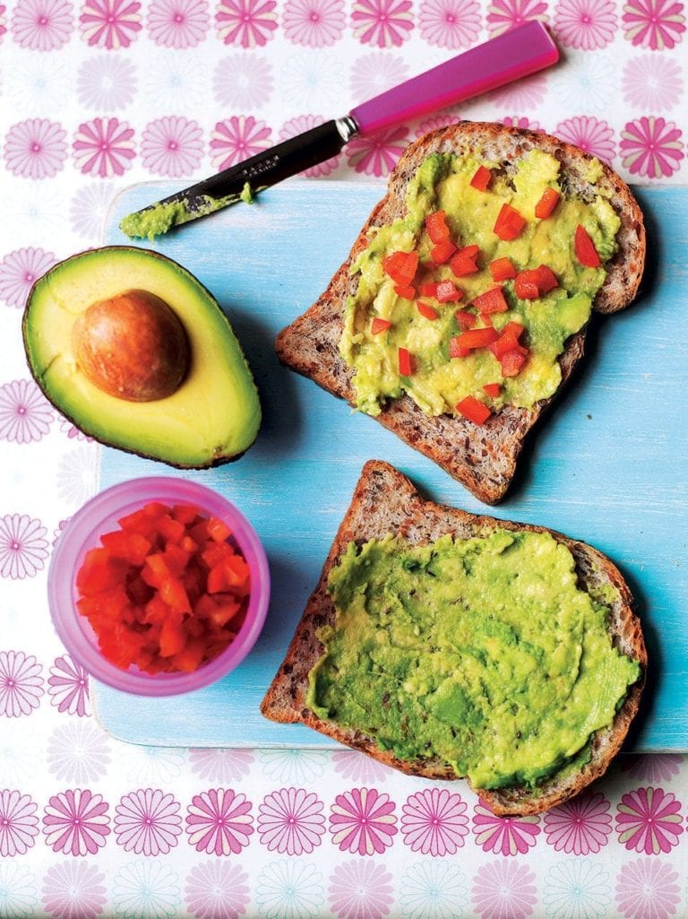 Avocado and red pepper sandwiches