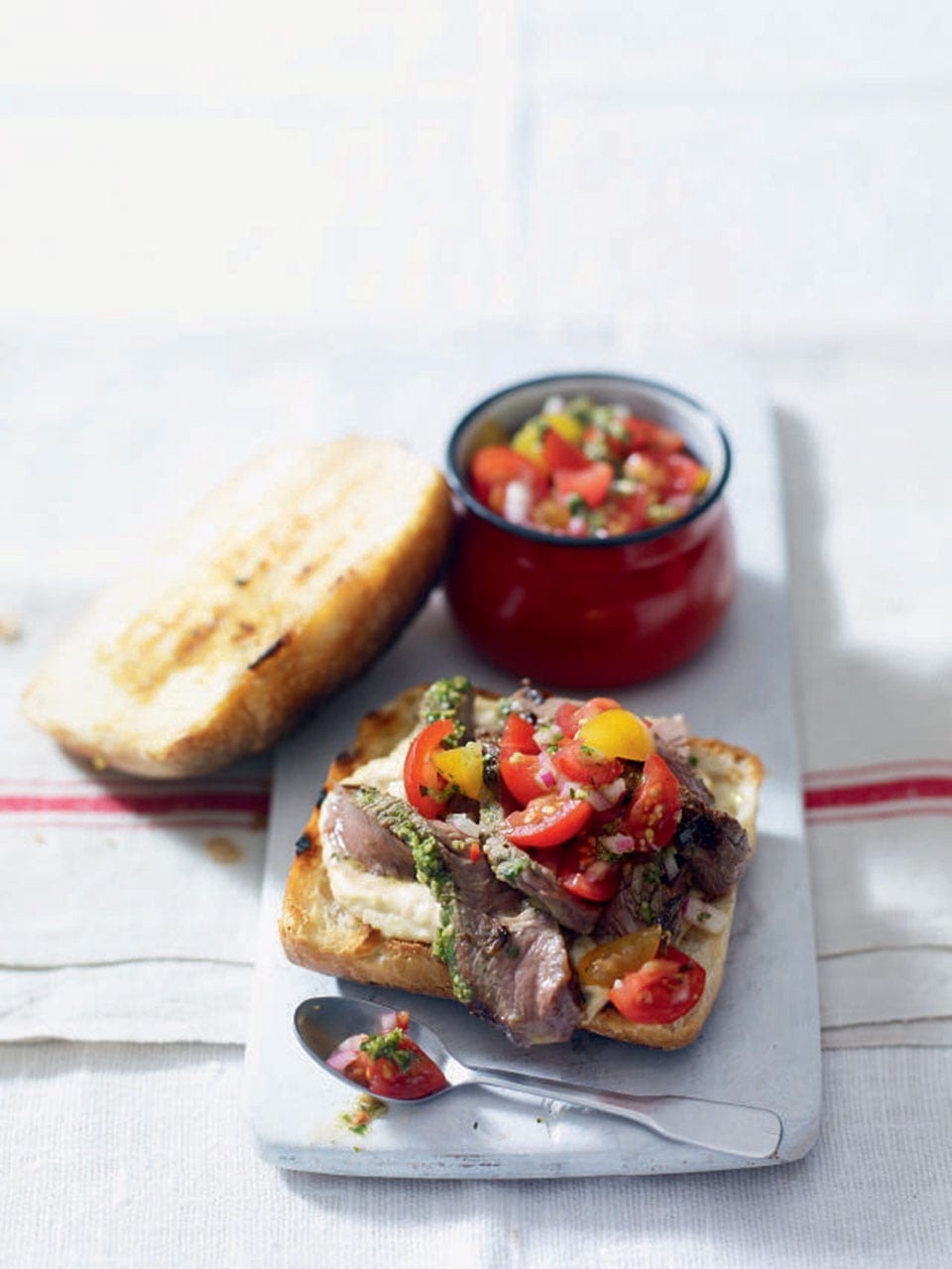 Grilled steak and salsa sarnie recipe | delicious. magazine