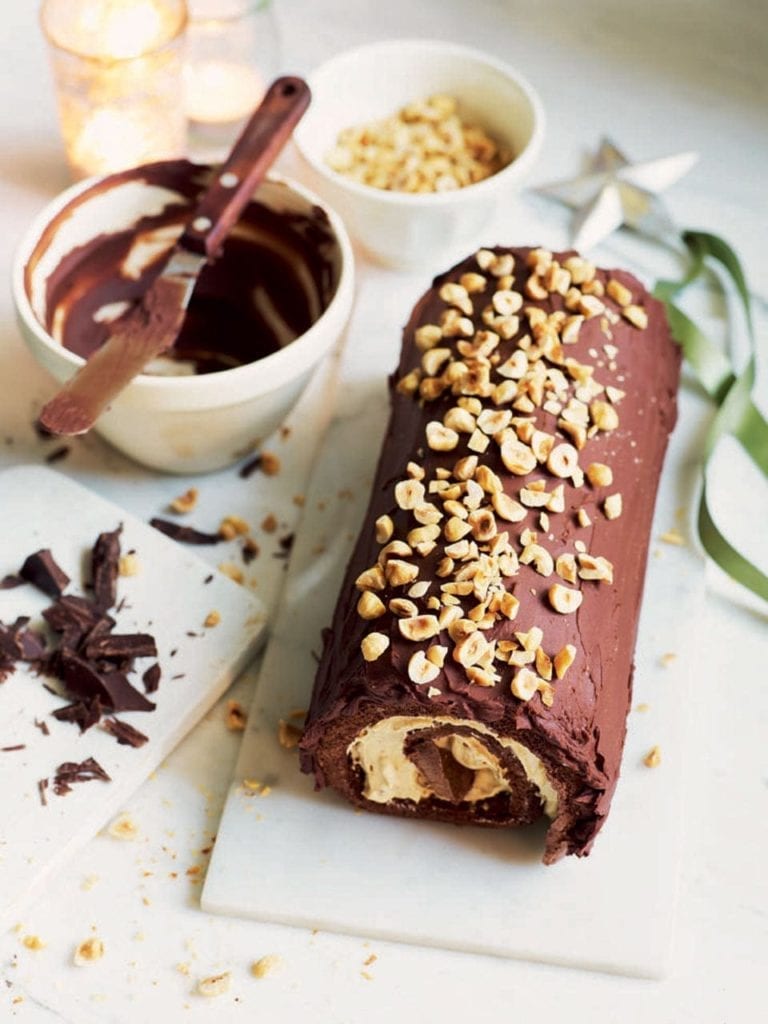 Salted caramel swiss roll