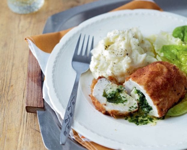 Chicken kiev on a white plate
