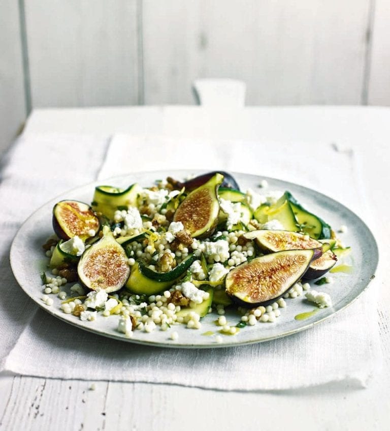 Giant couscous with courgette, fig and goat’s cheese