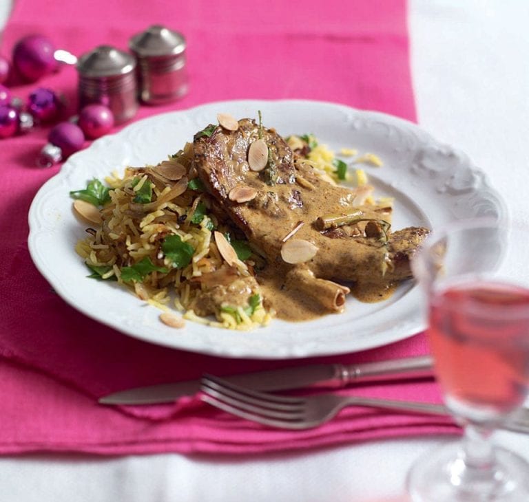 Lemongrass lamb curry with onion pilau rice