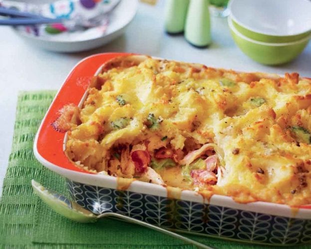 Turkey, leek and blue cheese mashed potato pie