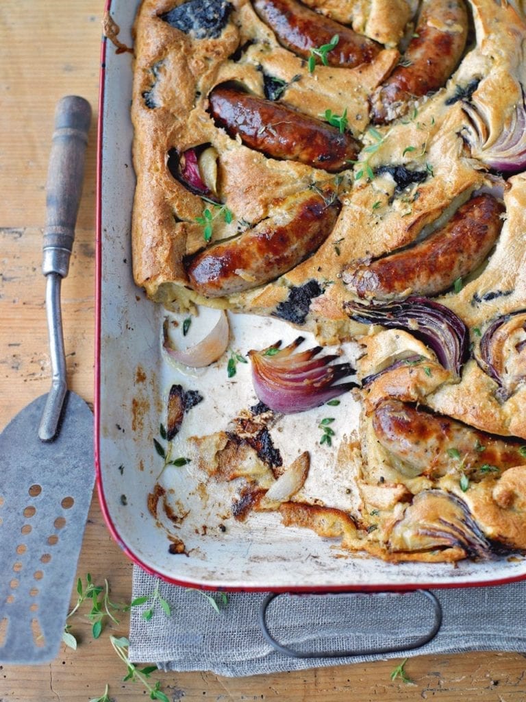 Sausage and Guinness toad in the hole
