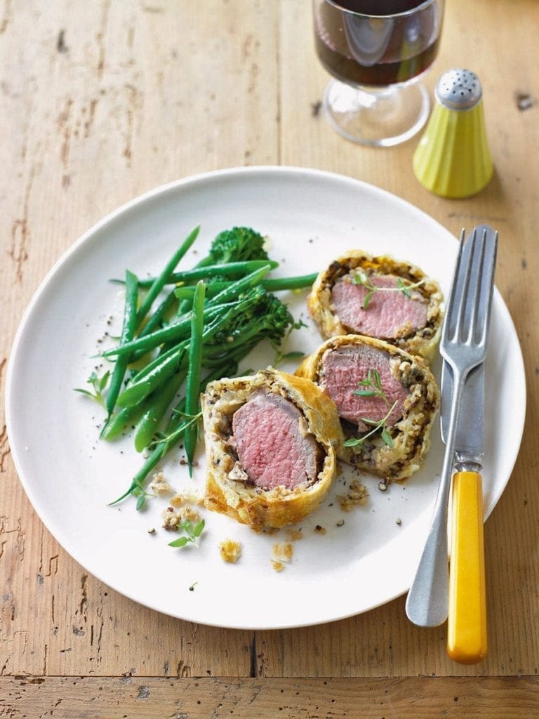 Lamb Wellingtons with quinoa and herb stuffing