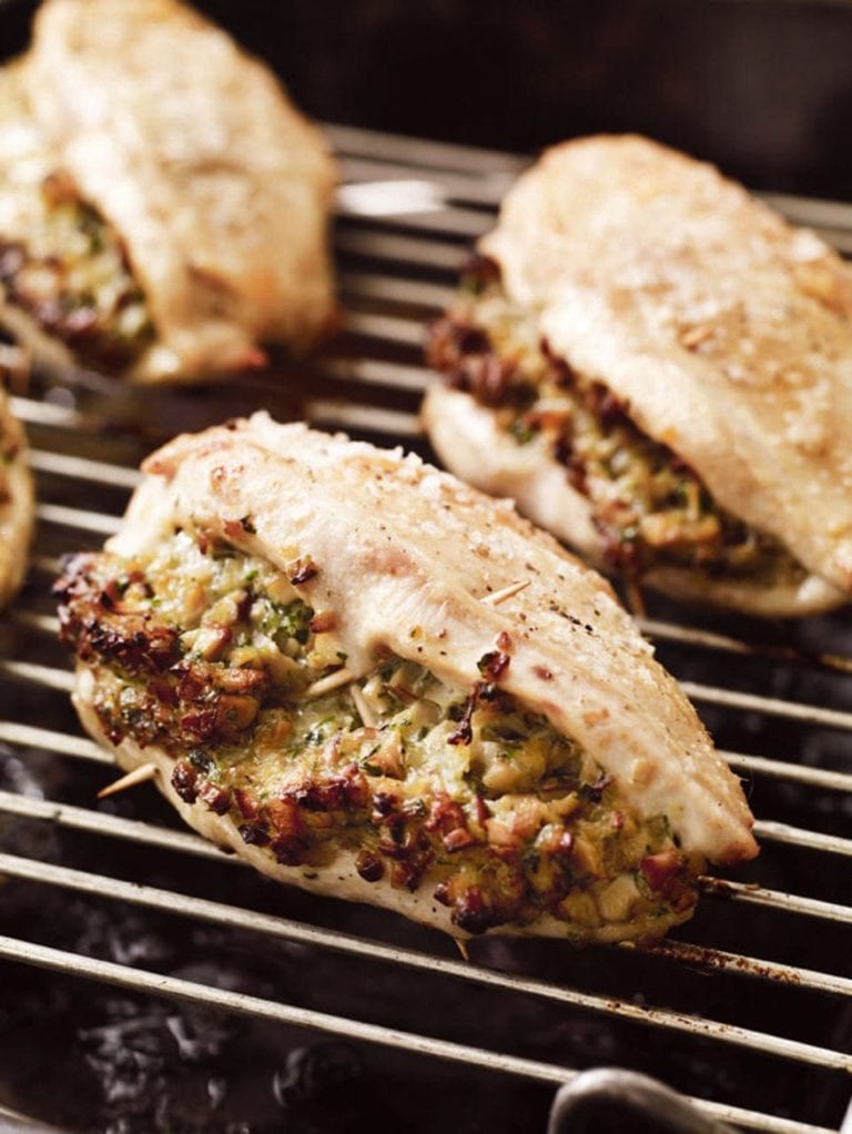 Chicken breasts stuffed with wild mushroom and herb butter
