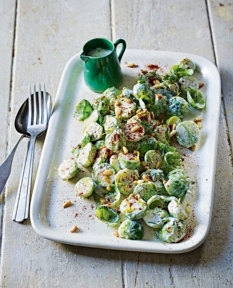 Middle Eastern-style brussels sprout salad