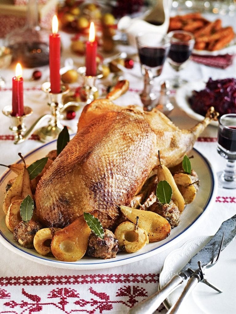 Maple glazed roast goose