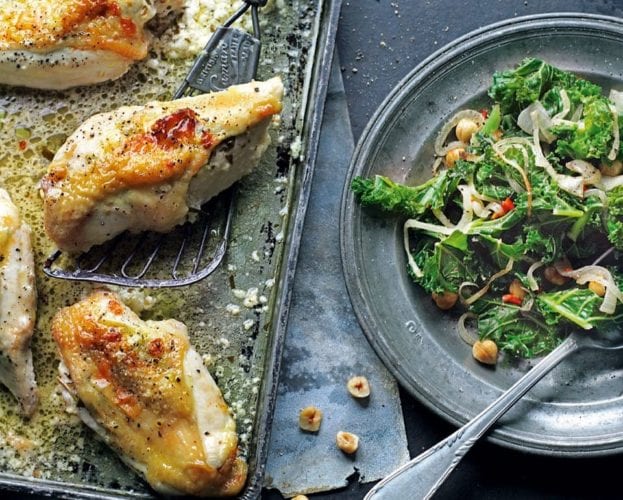 Basil and Parmesan stuffed chicken