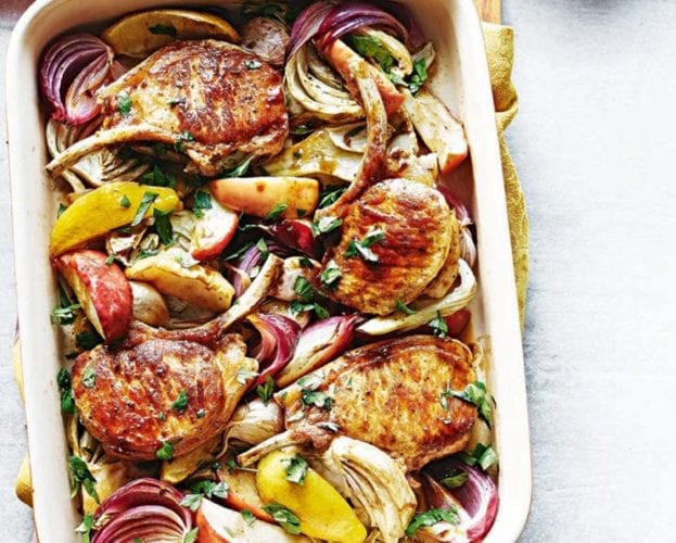 Braised pork and apple with scotch bonnet