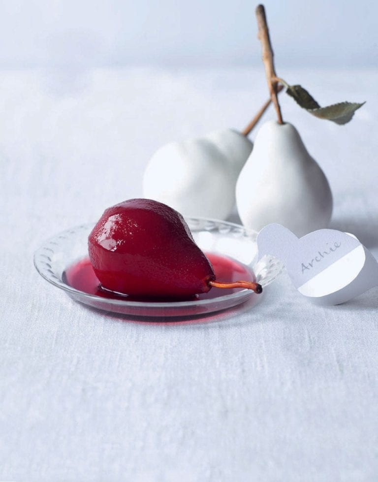 Poached mulled wine pears