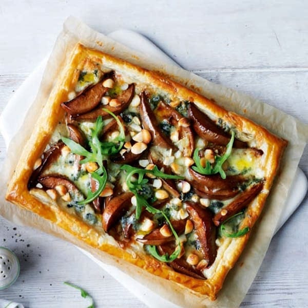 Pear Puff Pastry Tart with Cheddar & Walnuts