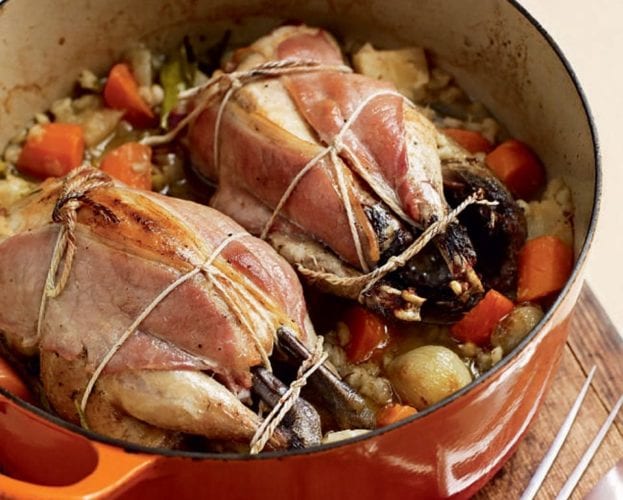 Roast pheasant with cavolo nero and bacon