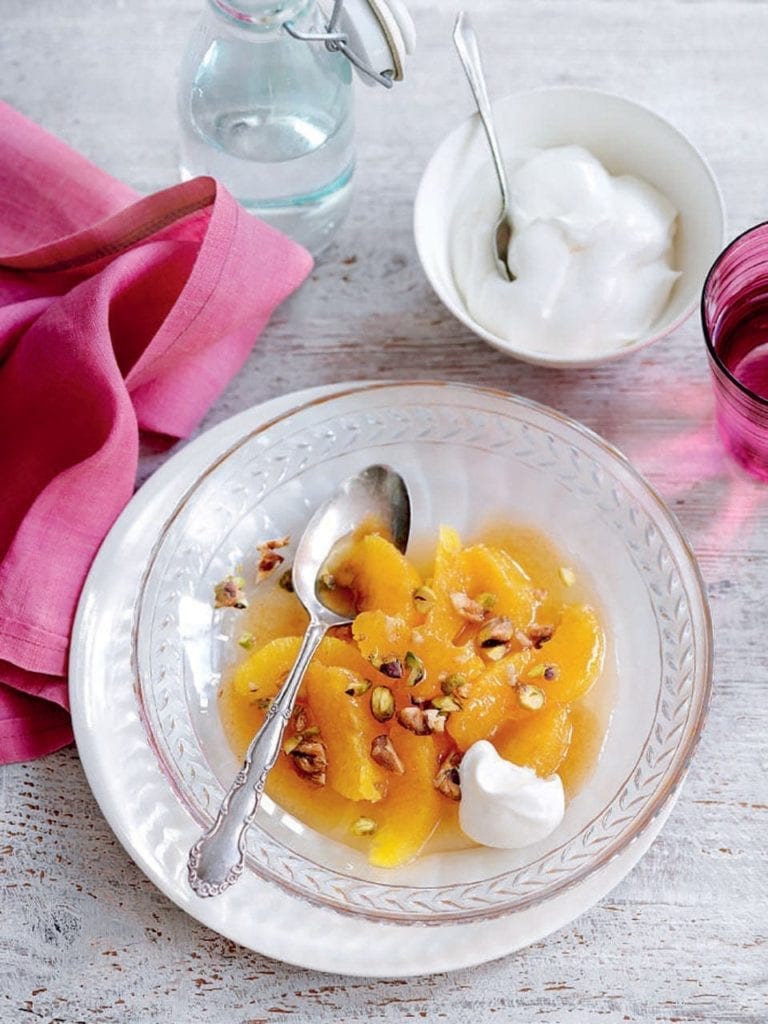 Honey and nut glazed oranges