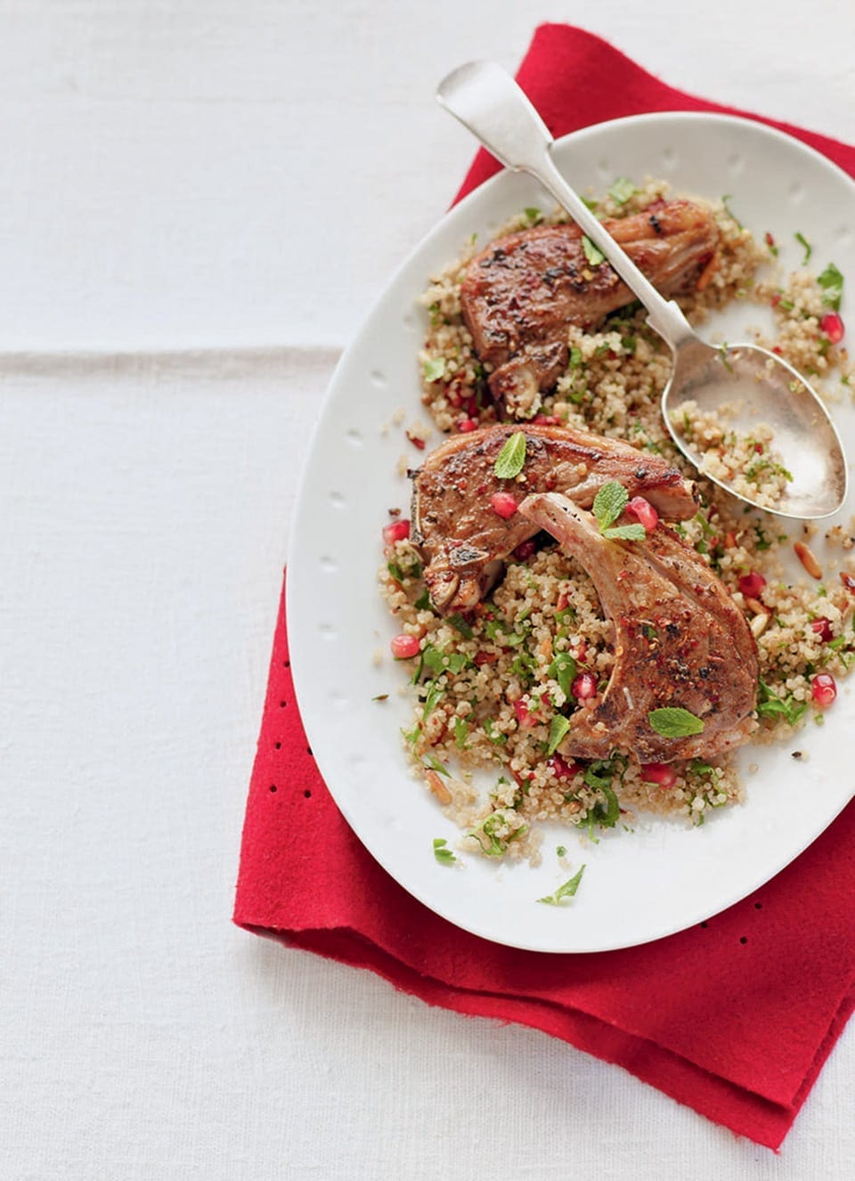 Spiced lamb chops and herby quinoa recipe delicious. magazine