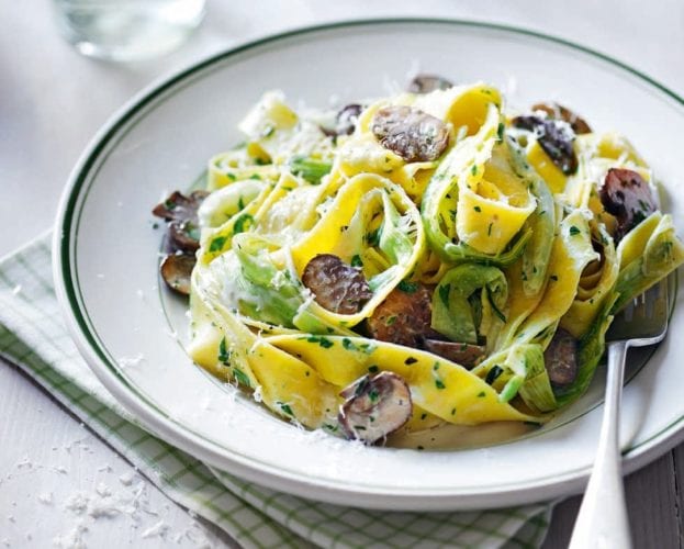 Creamy turkey, broad bean and leek tagliatelle