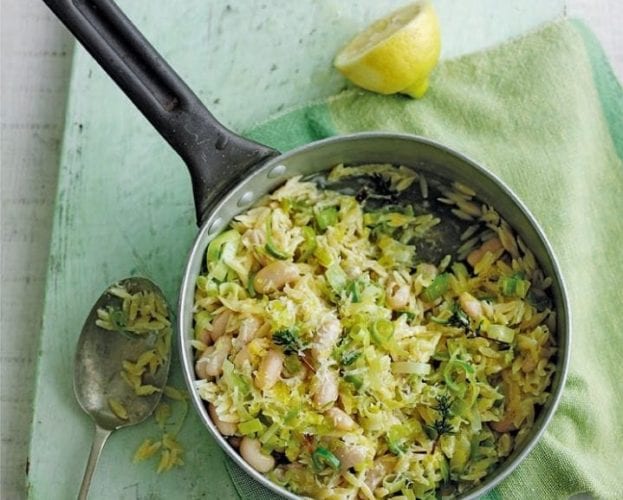 Easy orzo pasta with oregano, feta and tomato sauce