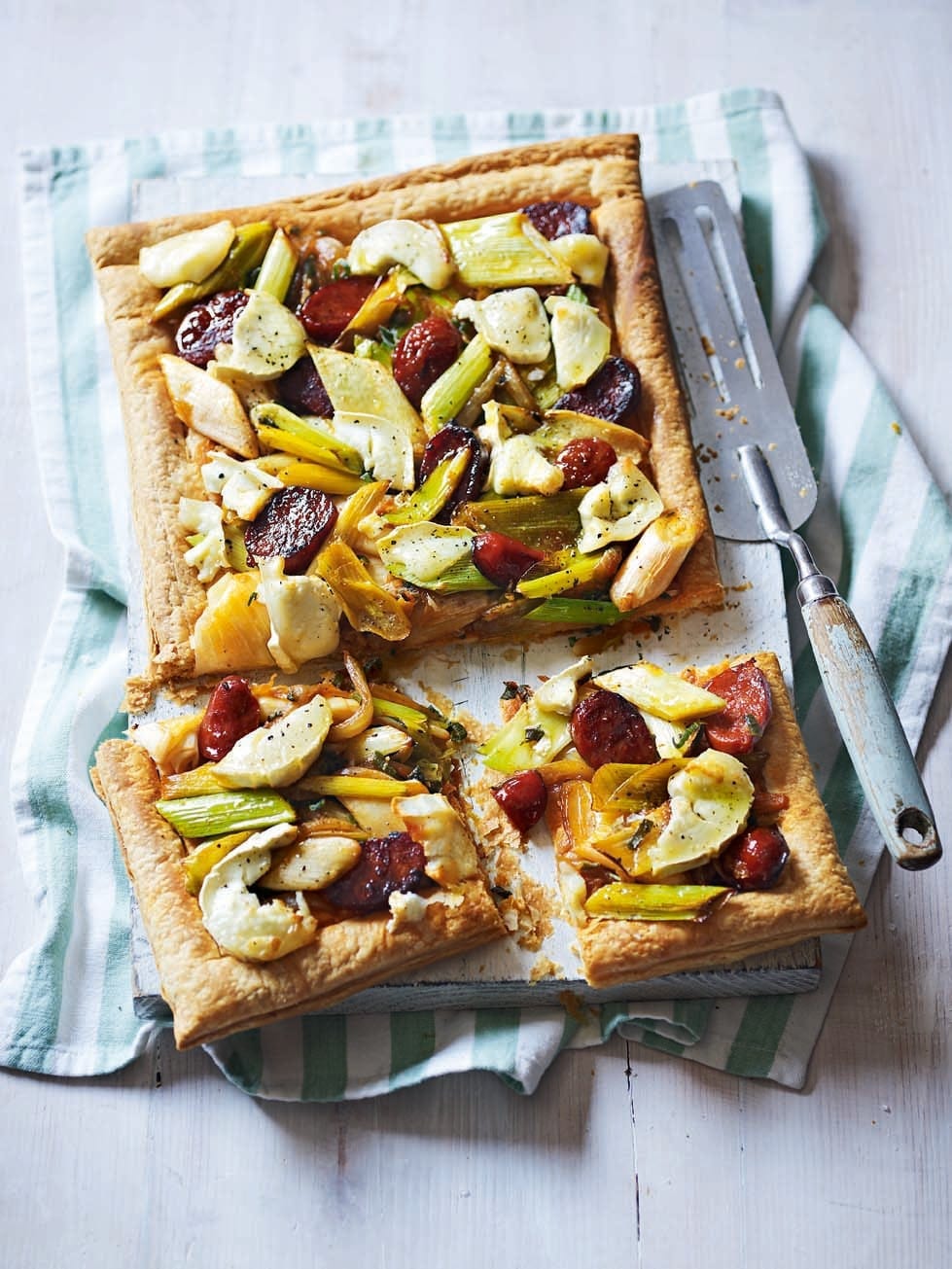 Leek and chorizo puff pastry tart recipe | delicious. magazine
