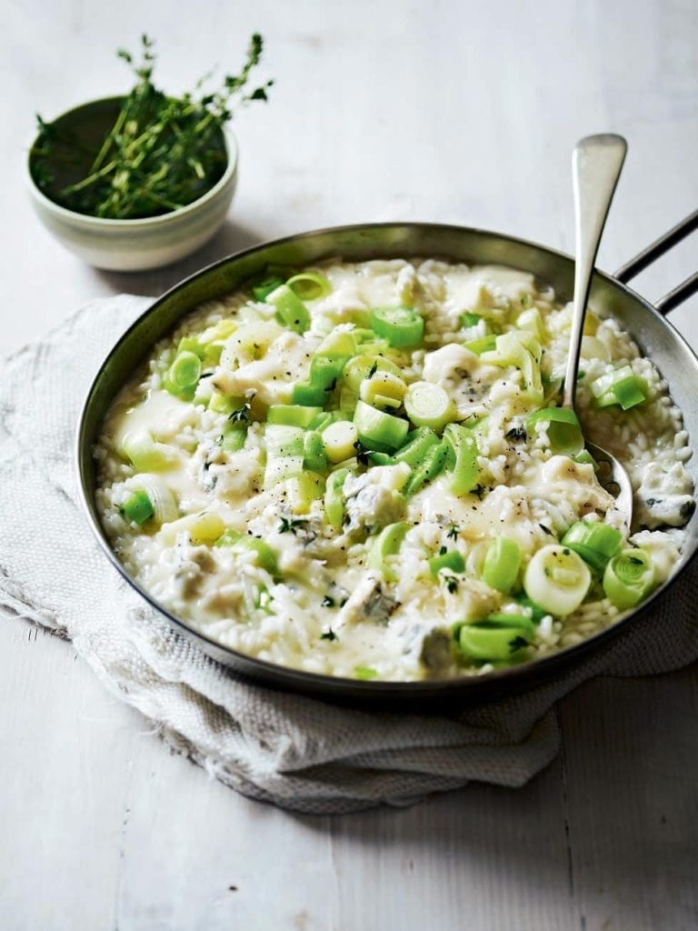 Creamy leek and blue cheese risotto