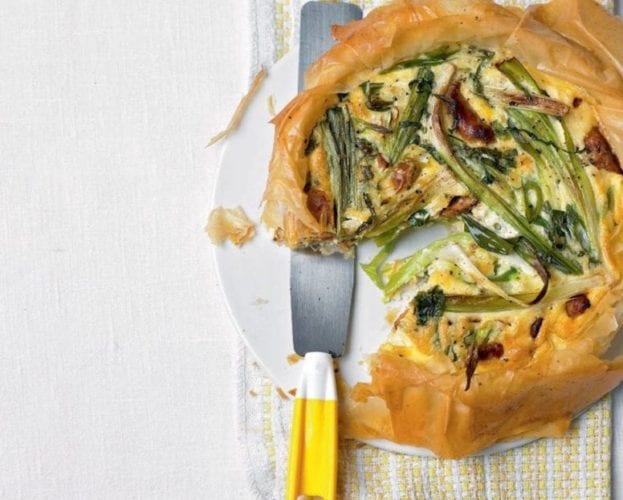 Leek and chorizo puff pastry tart