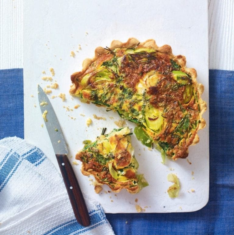 Leek, kale and Gruyère cheese quiche