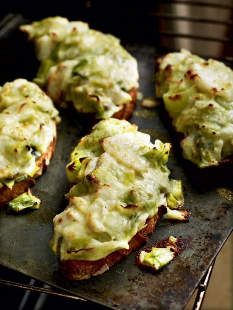 Creamed leeks and smoked haddock on toast