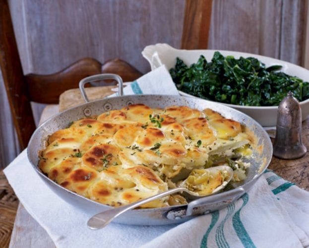 Garlic potatoes and leeks