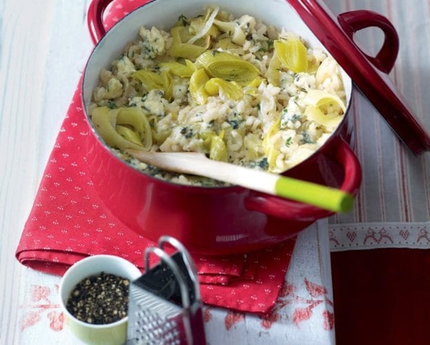 Creamy leek and blue cheese risotto