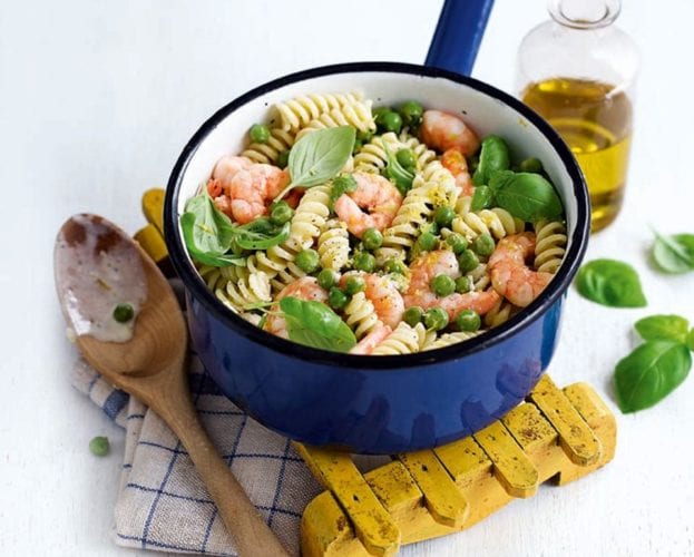 Pea, chorizo and Pecorino pasta