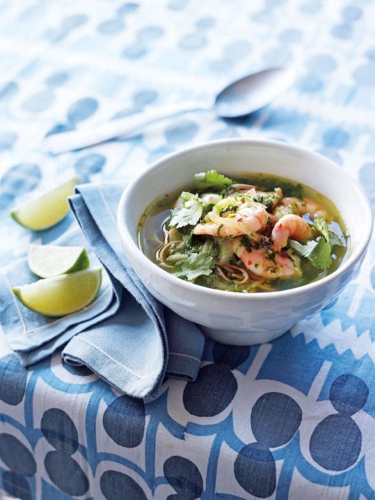 Low-fat prawn noodle soup