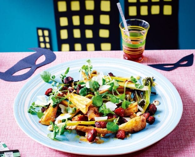 Warm maple parsnip salad
