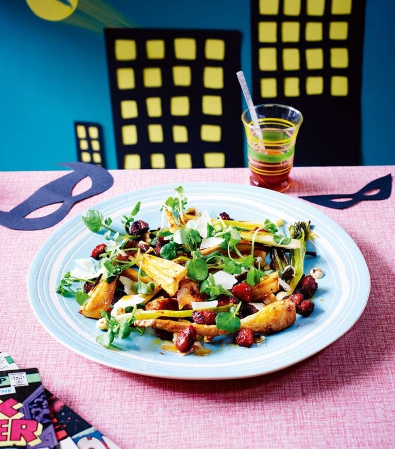 Warm maple parsnip salad