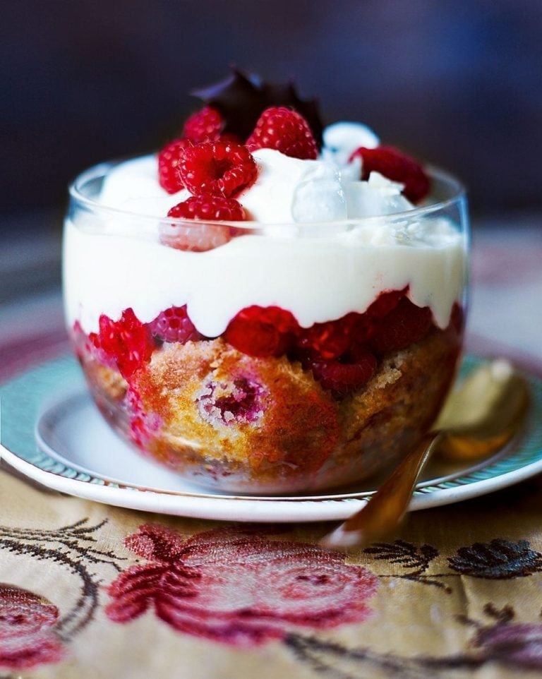 White chocolate and raspberry trifle