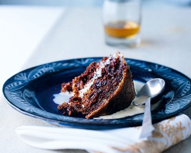 Clootie dumpling with Drambuie custard