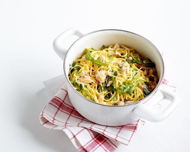 Chilli butter and crab pasta