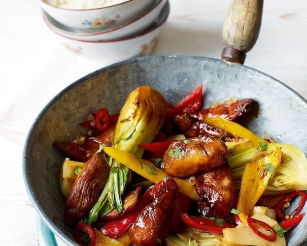 Sticky chicken stir-fry