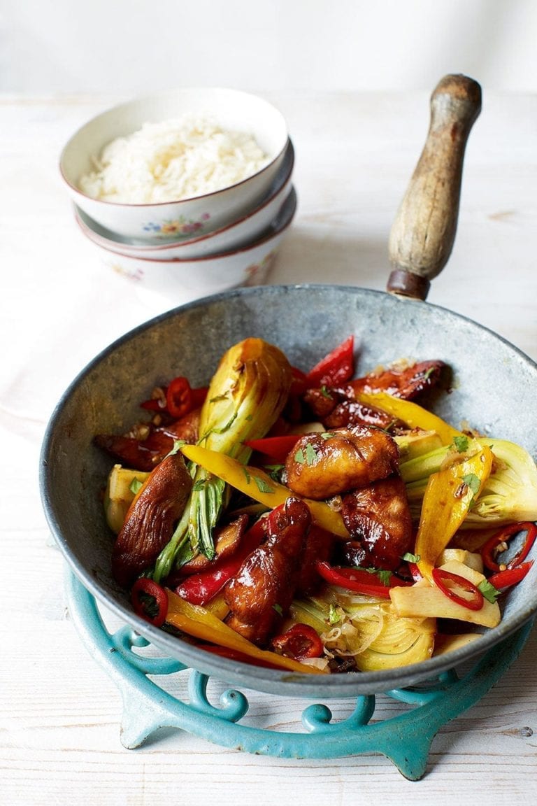 Sticky chicken stir-fry