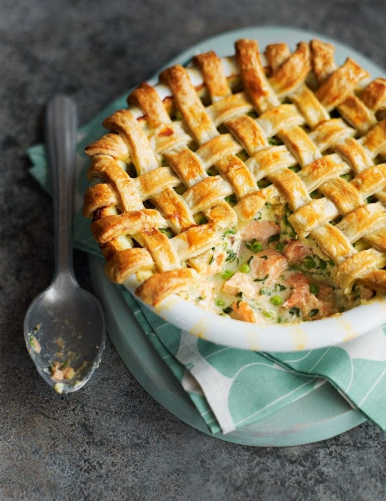 Fish pie with prawns and watercress