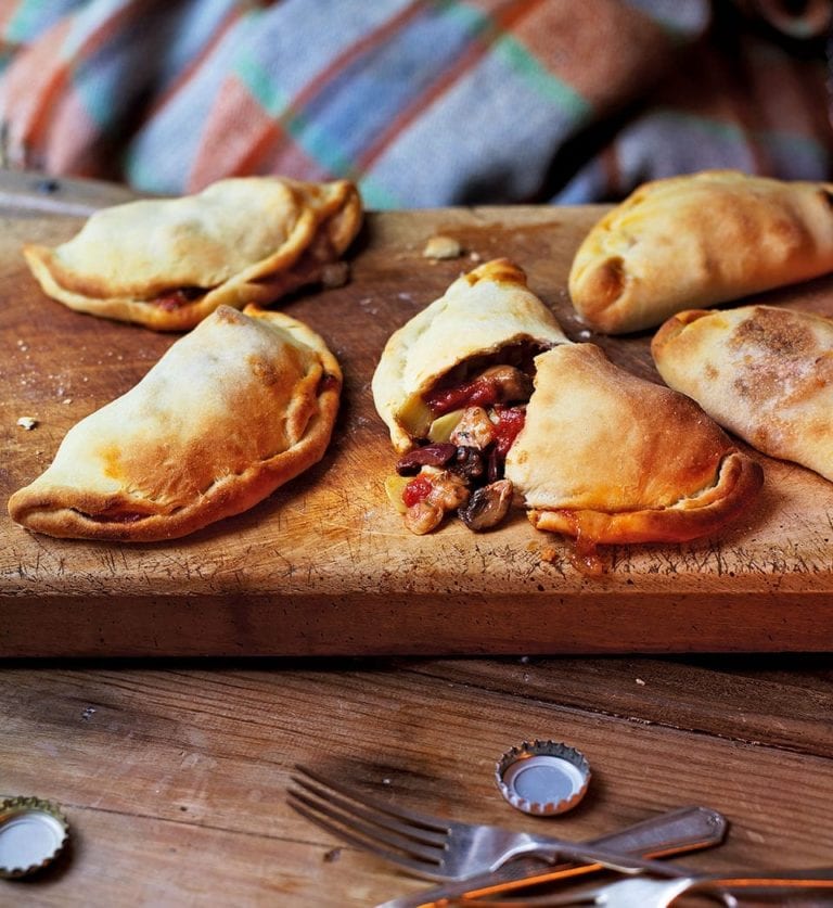 Mini mushroom, artichoke and olive calzones