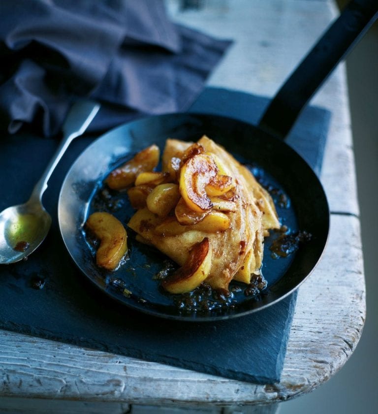 Apple Calvados pancakes