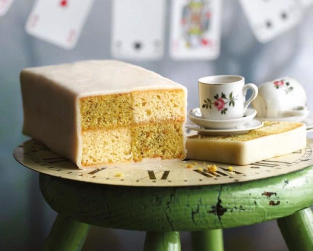 Lemon and pistachio battenberg