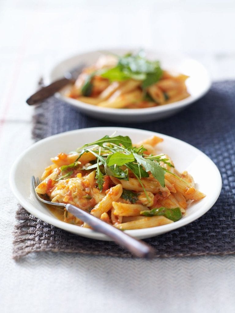 Tomato, basil and mozzarella penne