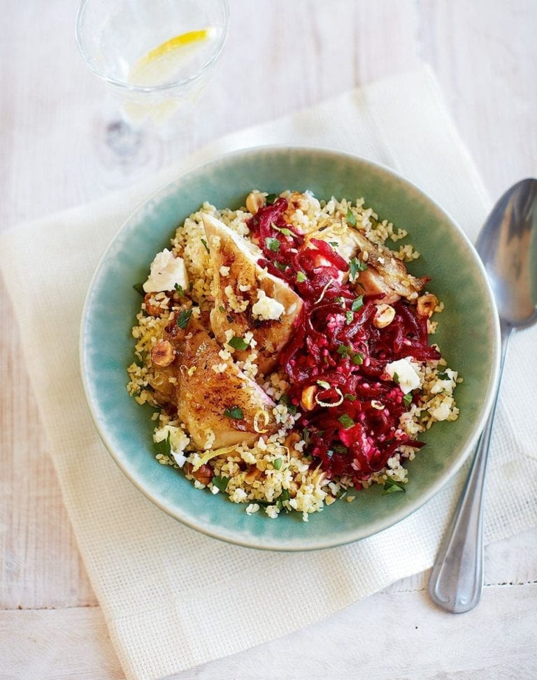 Roast chicken and bulgur wheat salad recipe | delicious. magazine