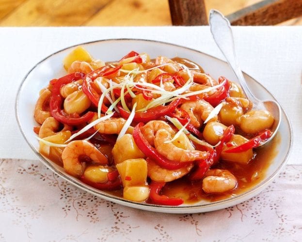Sweet and sour prawns