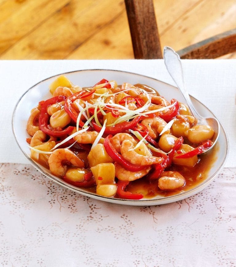 Sweet and sour prawns